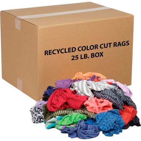 GLOBAL INDUSTRIAL 25 Lb. Box Recycled Cut Rags, Mixed Colors 670225